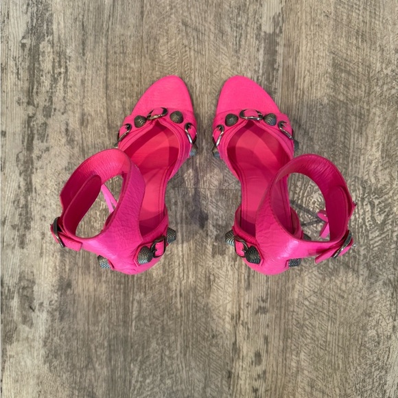 Balenciaga Cagole Pink Strappy Leather Heels NEW - Picture 7 of 13
